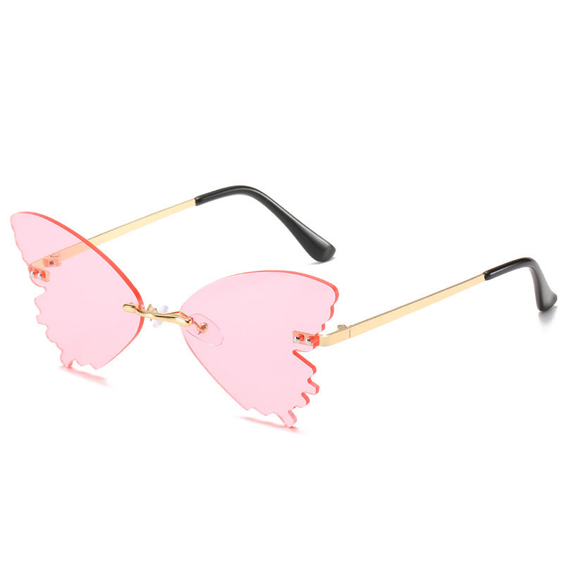 Lunettes de soleil papillon sans monture, lunettes de soleil amusantes pour la prise de vue dans la rue