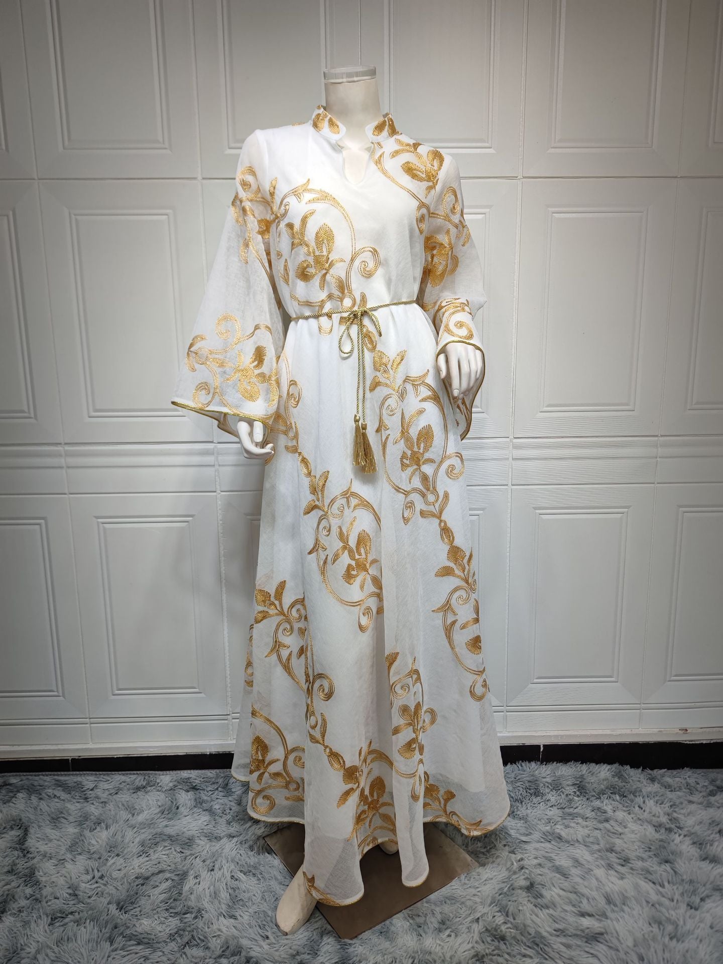 Robe en maille brodée arabe de Dubaï, mode musulmane pour dîner et fête