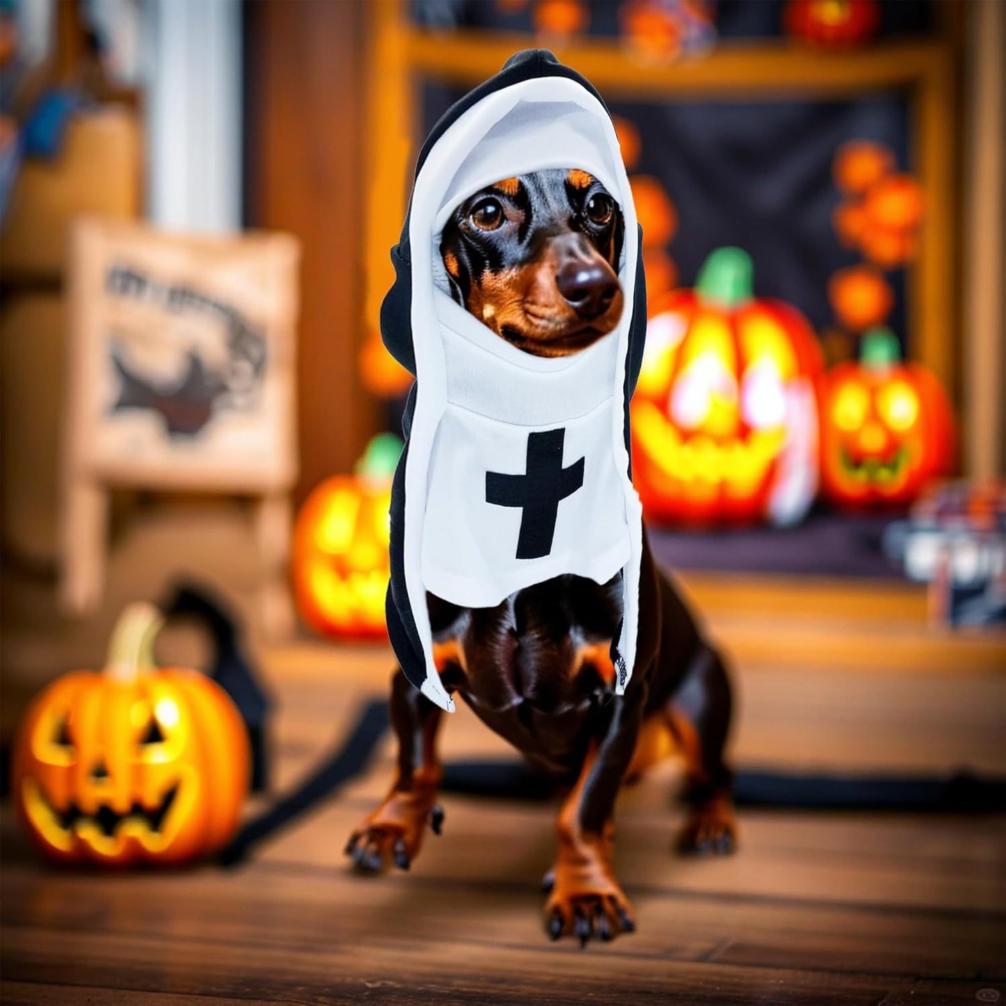 PET SHOW Nun Dog Costume For Small Medium Dogs Halloween Cosplay Outfit Black White Cloak Dress Up Pets Apparel Holiday Party Clothes Boys Girls