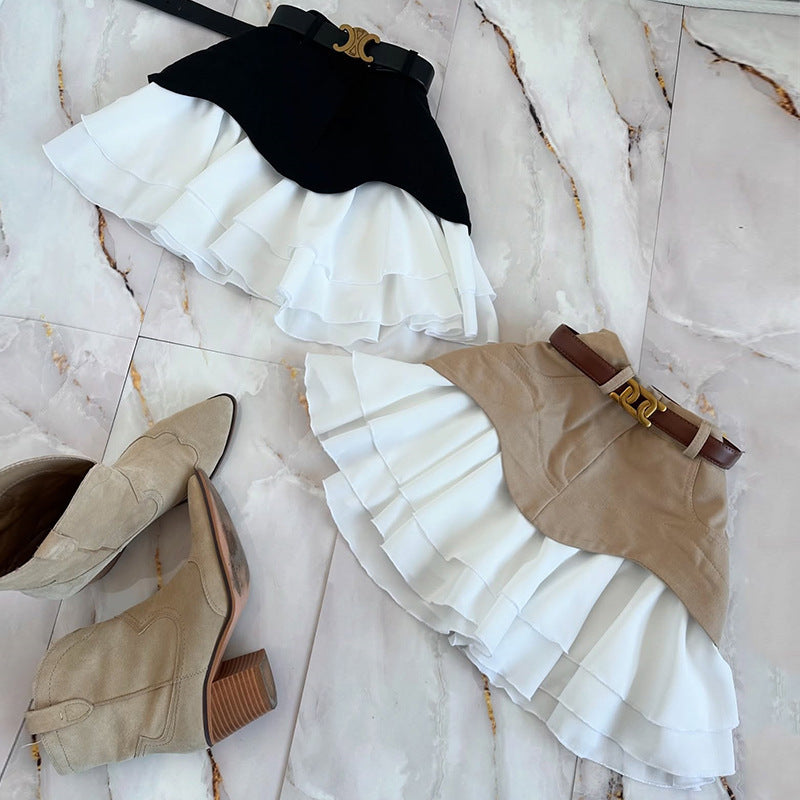 Jupe à volants taille haute à volants