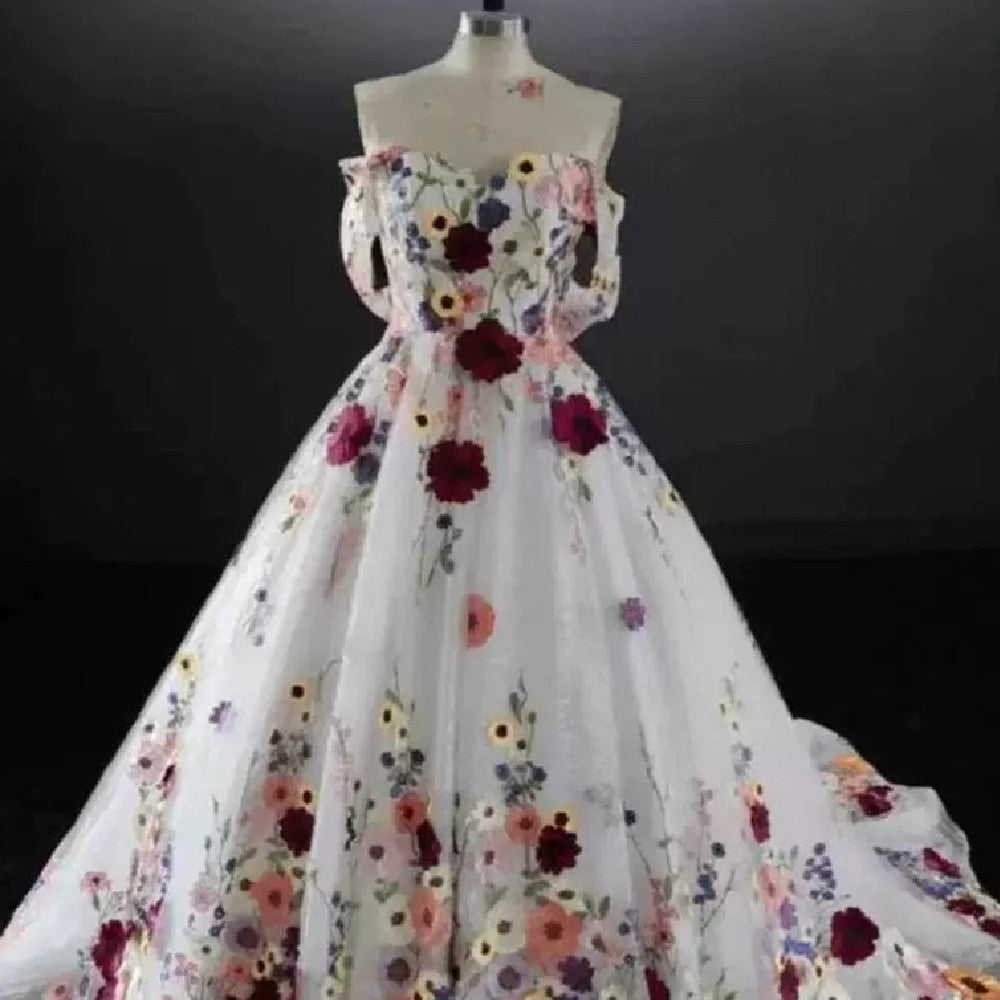 Exquisite Flowers Welcome Yarn Banquet Dress