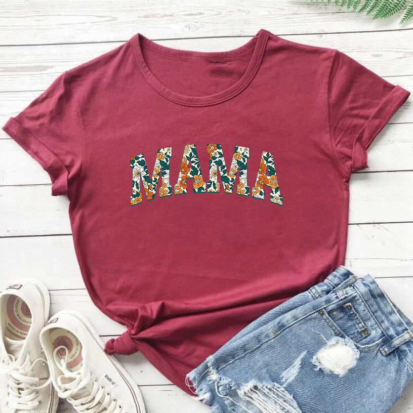 MAMA Camiseta informal con estampado de letras del día de la madre