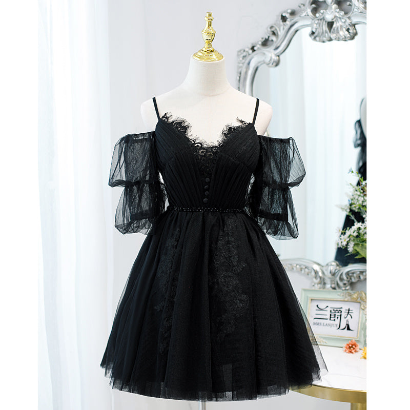 Dress With V-neck And Fairy Style Sweet Bubble Sleeves