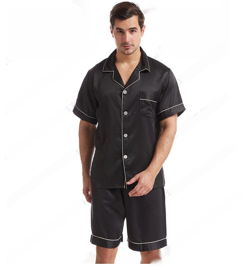 Matte Satin Lapel Casual Homewear Suit Breathable Thin Short-sleeved Shorts