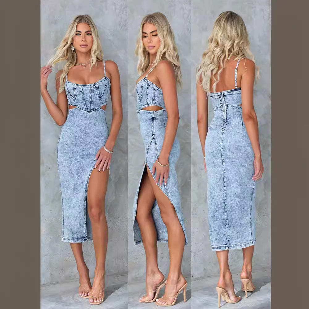 Women's Fashion Personalized Sling Denim Dress