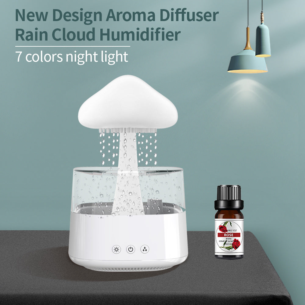 Rain Cloud Humidifier Rain Drip Aromatherapy Essential Oil Air Diffuser 450ml 7 Colors Mushroom Humidifier