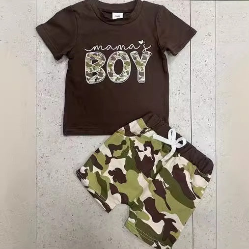 New Camouflage Letter Print Short-sleeve Suit