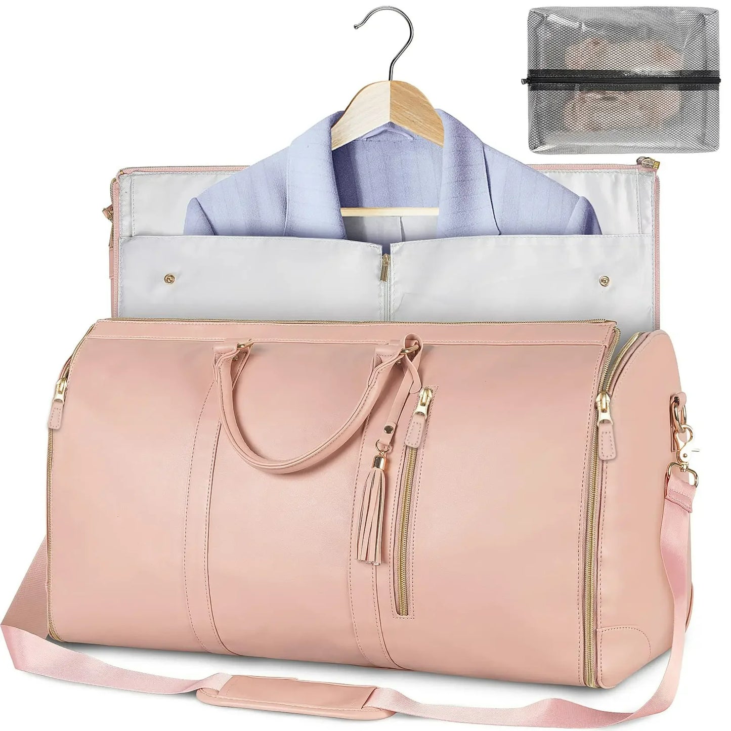 Bolso de viaje plegable para mujer, práctico bolso para ropa de mano, bolso de lona grande de cuero PU, bolso de viaje de negocios para mujer