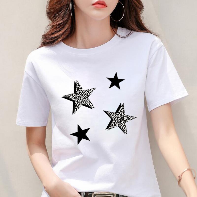 Women's Leopard Print Heart Printing New Short Sleeve