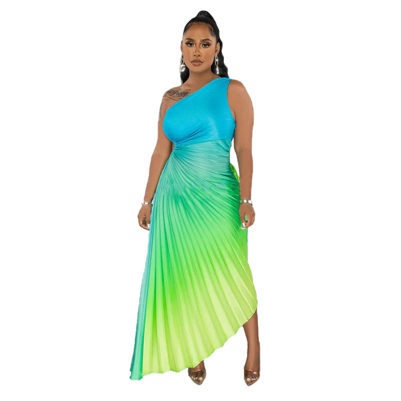 Gradient Sexy Pleated Dress