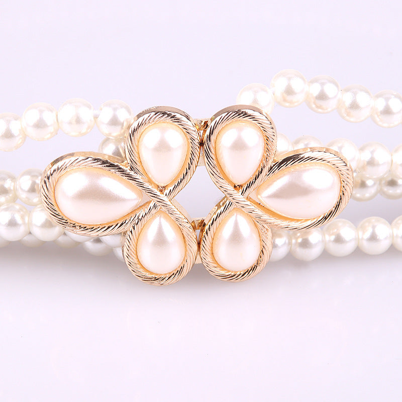 All-match Fashionable Pearl Diamond Flower Waist Chain Decoration