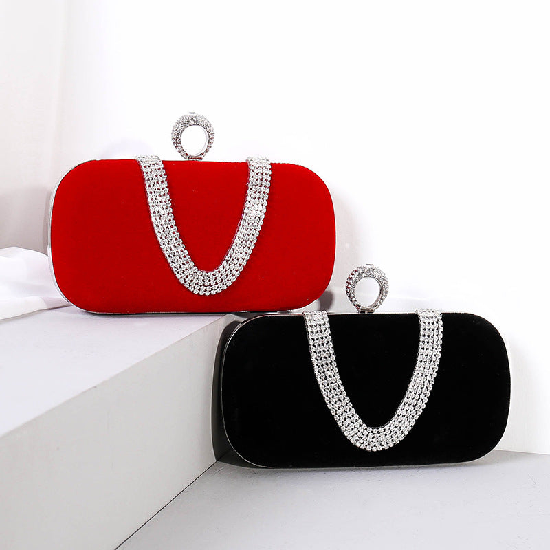 Diamond Evening Bag Velvet Clutch Bridal Dress Bag