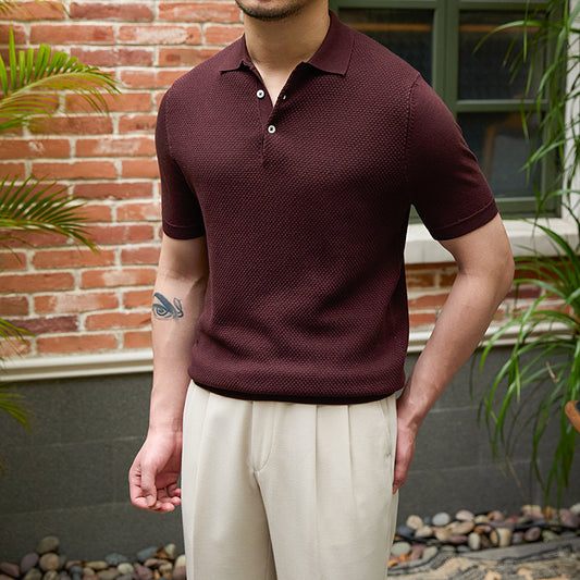 Lapel Polo Shirt Casual Short-sleeved Knitted T-shirt