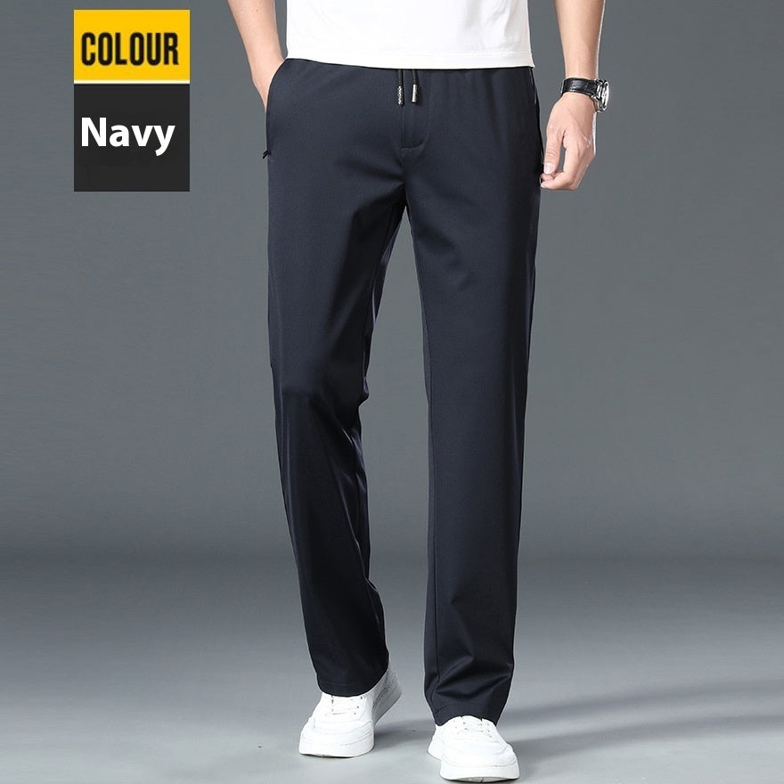 Elastic Waist Men's Loose Straight Stretch Business Casual Pants