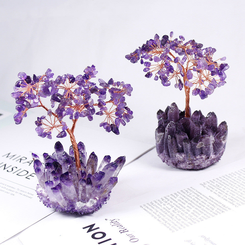 Natural Amethyst Flower Tree Amethyst Cluster Base Decoration