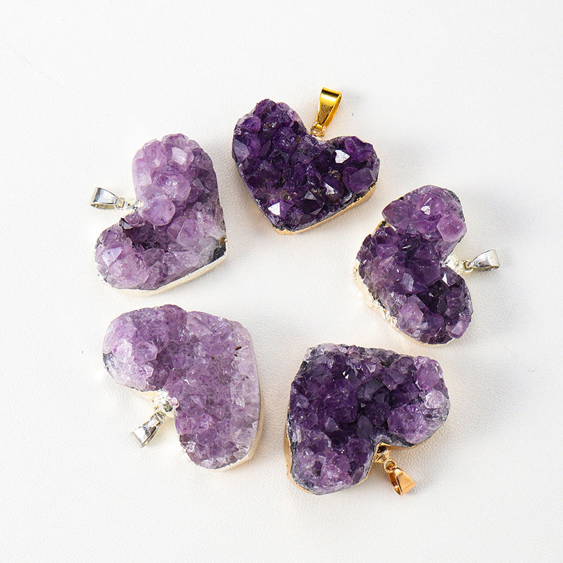 Uruguay Amethyst Cluster Love Pendant Amethyst Tooth Block