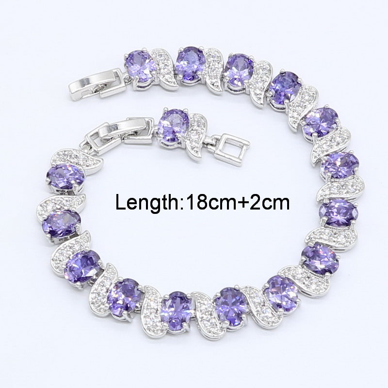 Ladies Wedding Amethyst Silver Jewelry Set