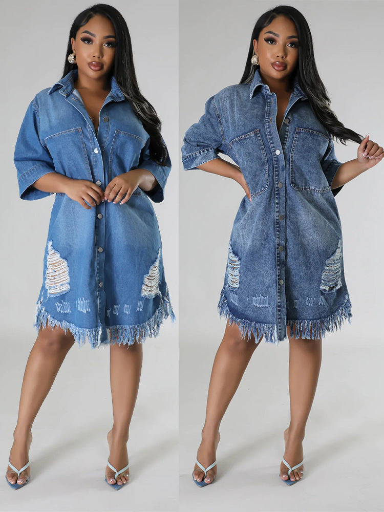 Women's Fashion Denim Long Dress