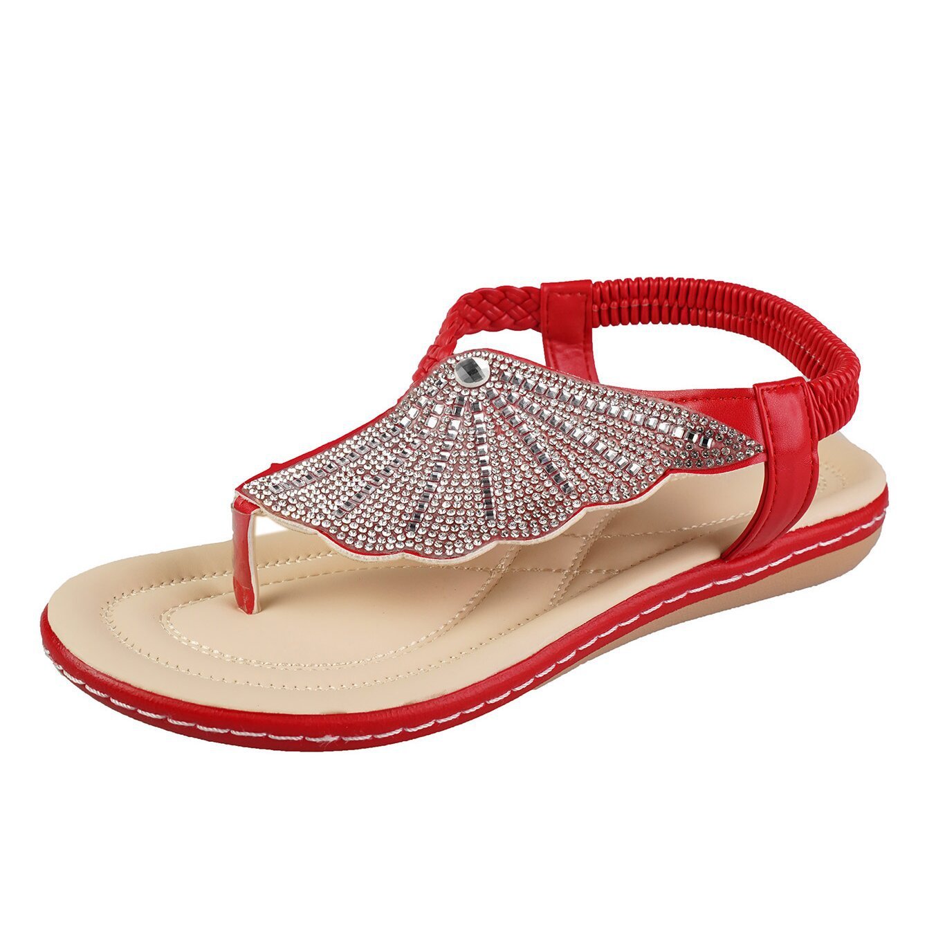 Rhinestone Shell Flip-Flops Sandals