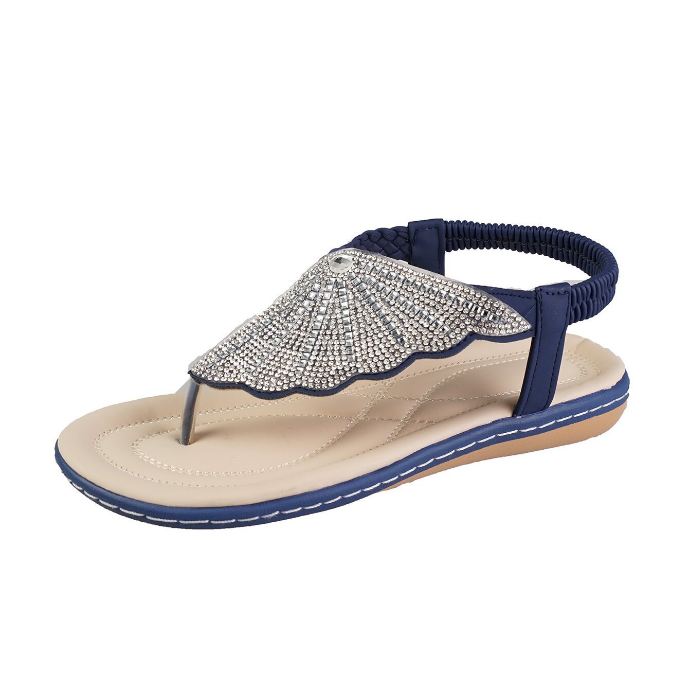 Rhinestone Shell Flip-Flops Sandals