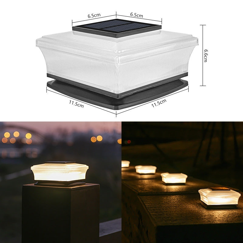 Solar Powered Square Column Headlights For Outdoor Courtyards