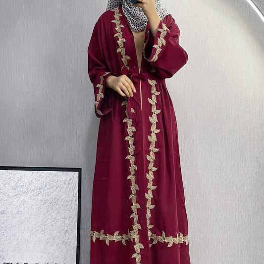 Women's Long Dress Embroidered Lace Cardigan Robe