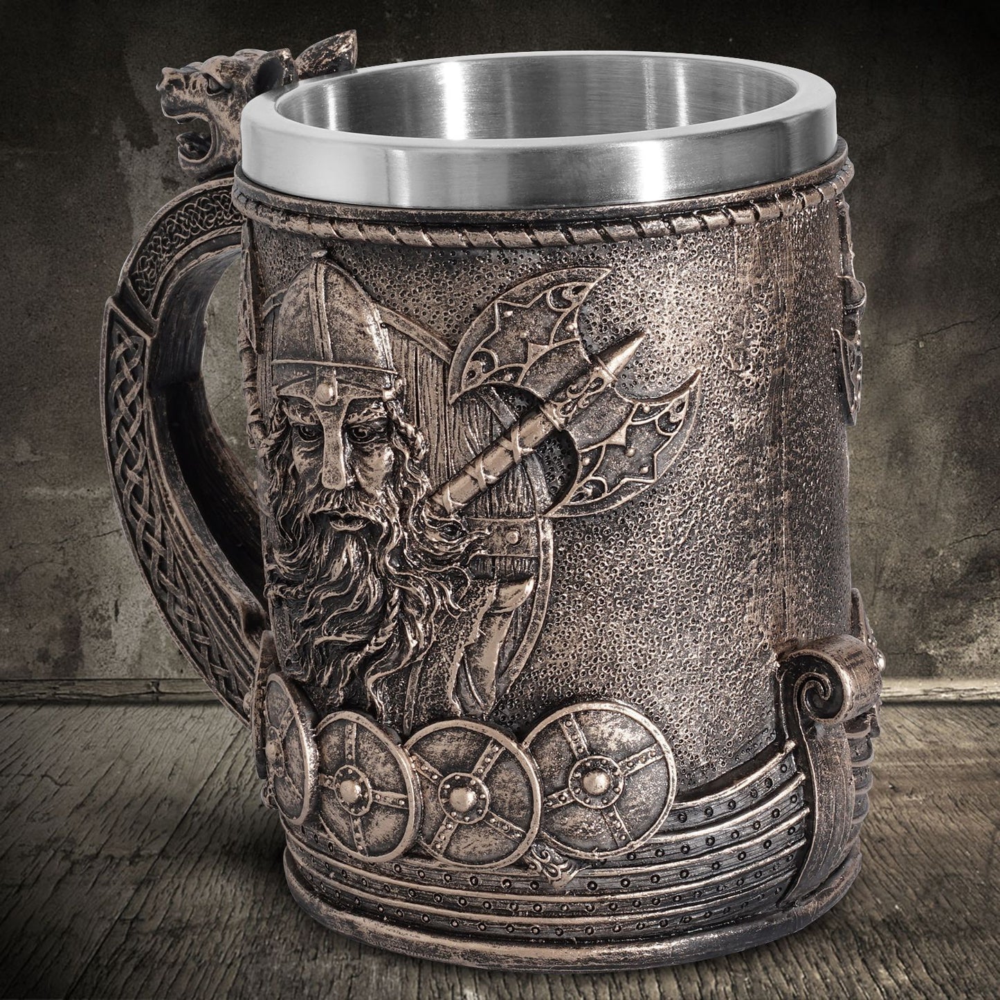 Personalized Tableware Viking Stainless Steel Liner Skull Wine Cup Resin