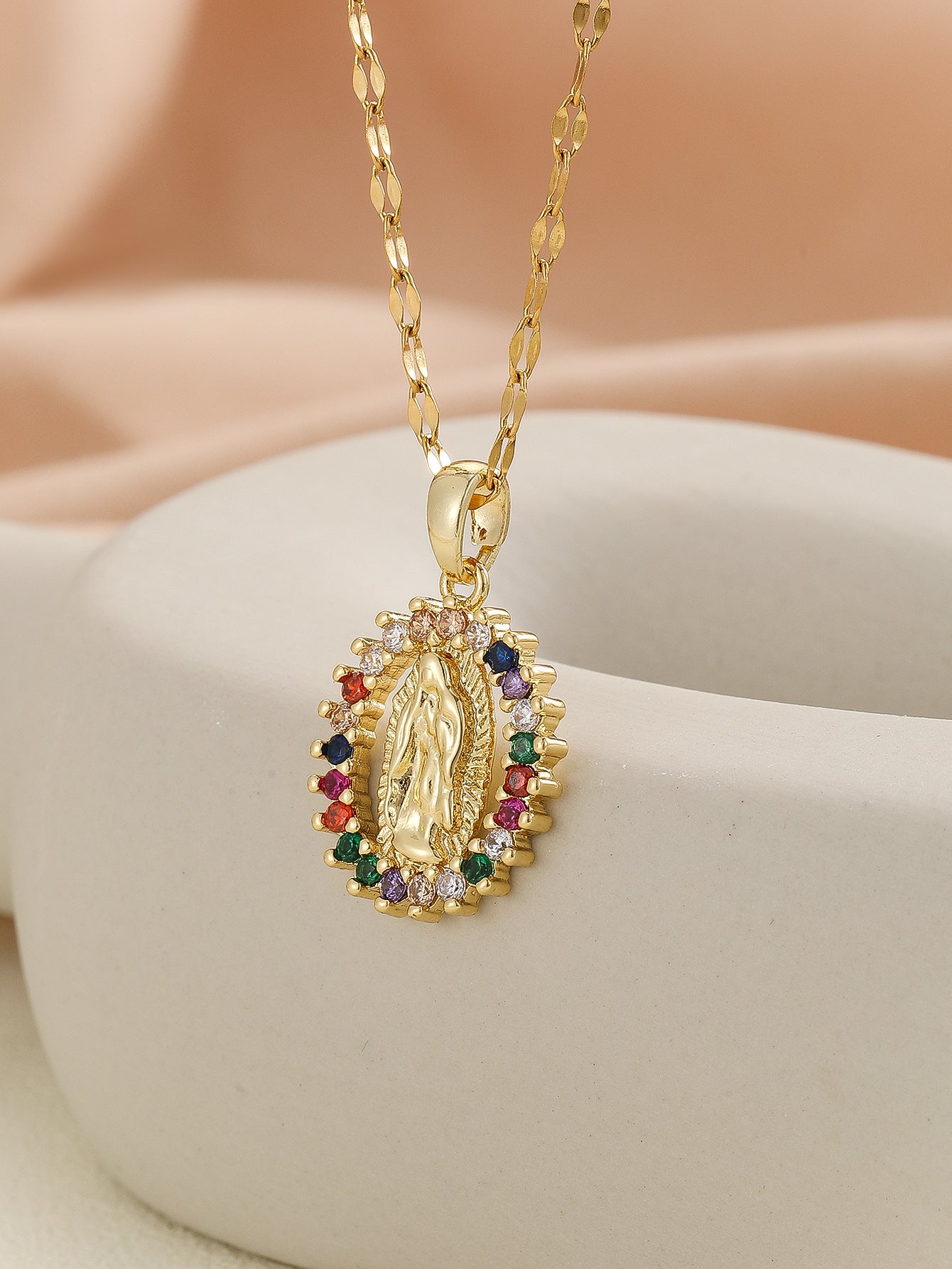 Personality Design Micro Inlaid Zircon Colorful Fashion Necklace