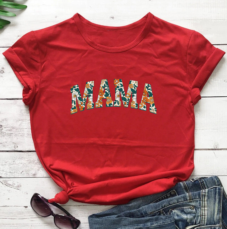 MAMA Camiseta informal con estampado de letras del día de la madre