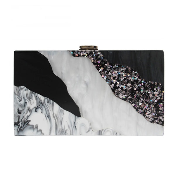 Acrylic Hand Dinner Dress Bag Luxury Marble Phone Clutch