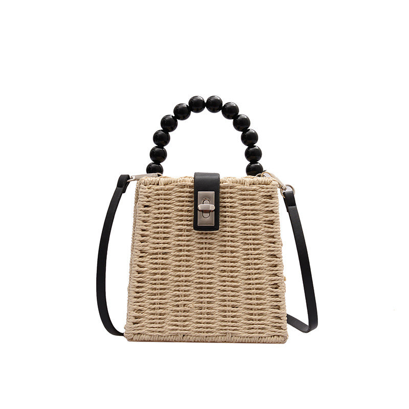 Rattan Bag, Bead Portable Straw Bag