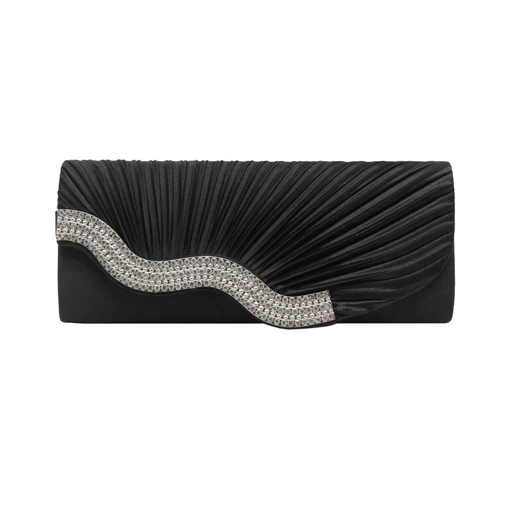 Rhinestone Pleated Clutch Bag