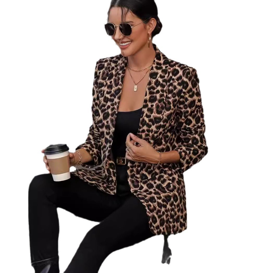 Leopard Print Suit Coat Top Ins