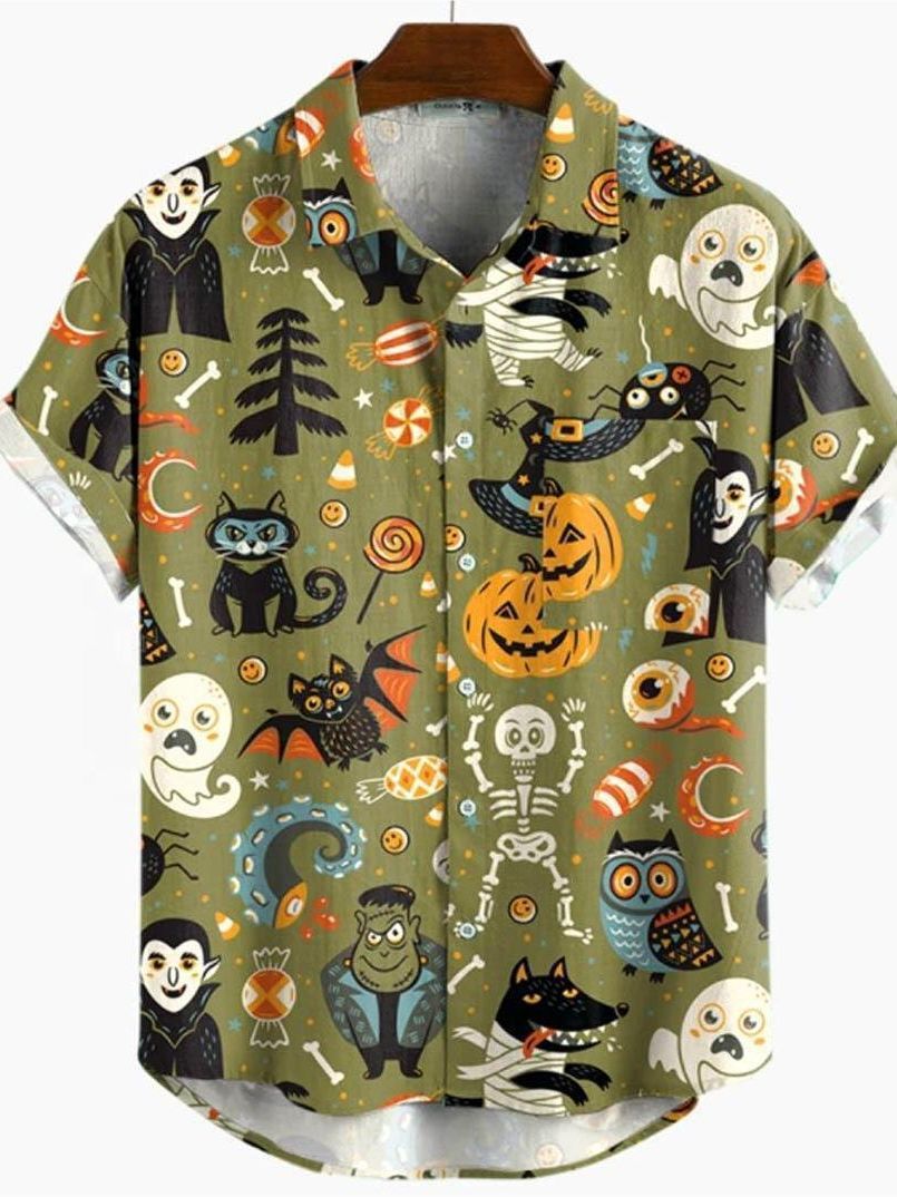 Halloween Printed Short Sleeve Shirt