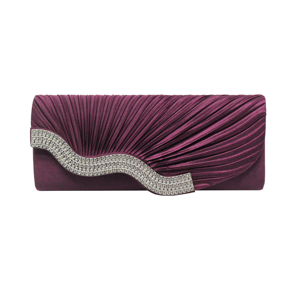 Rhinestone Pleated Clutch Bag