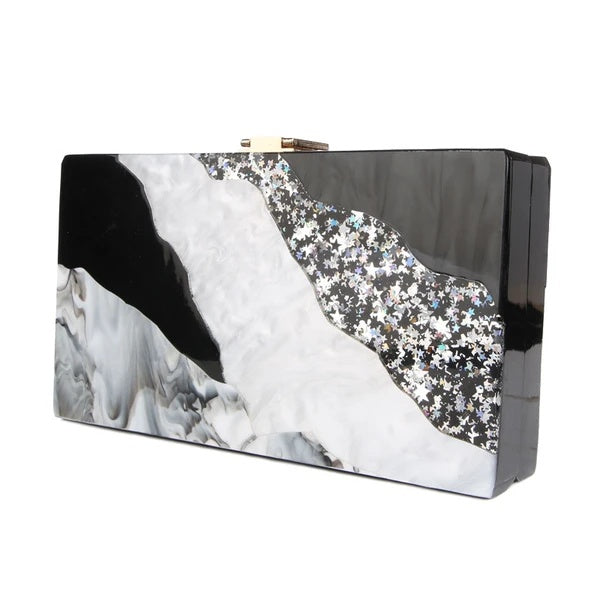 Acrylic Hand Dinner Dress Bag Luxury Marble Phone Clutch