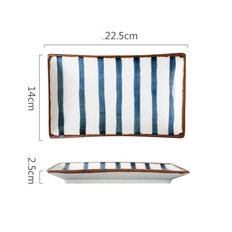 Hand-painted Japanese Style Retro Hand-painted Ceramic Sushi Plate Rectangular Plate