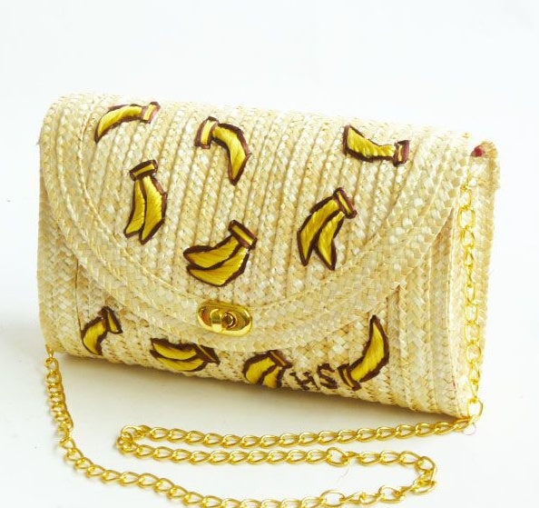 Banana and Cherry Straw Bag