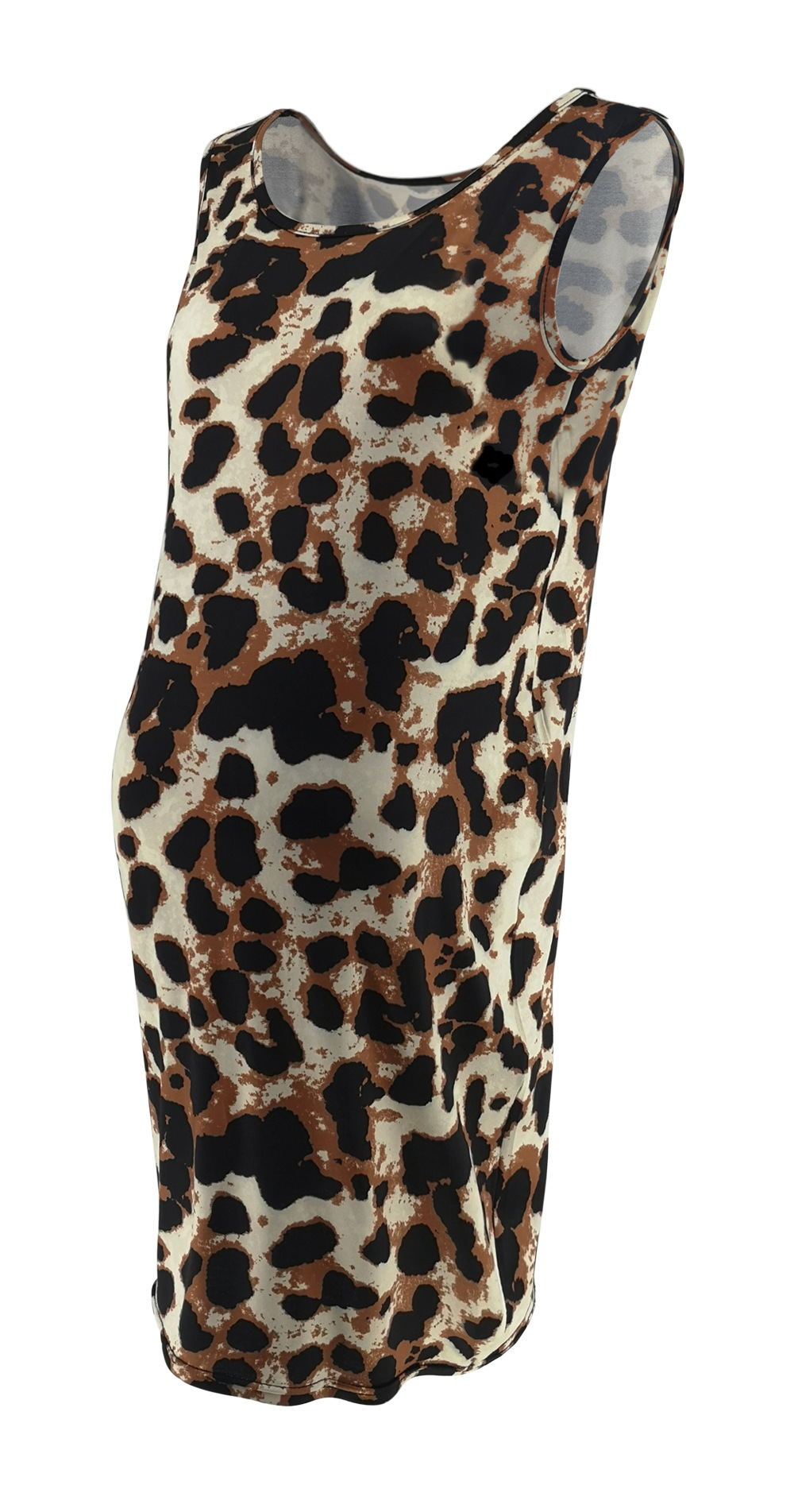 Vestido de leopardo de verano sin mangas para mujeres embarazadas