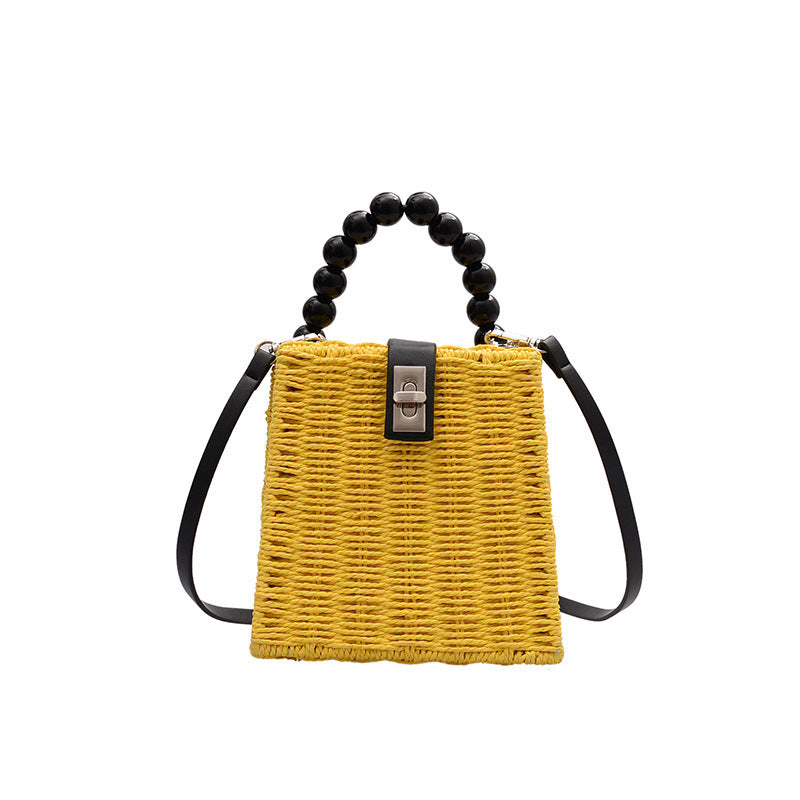 Rattan Bag, Bead Portable Straw Bag