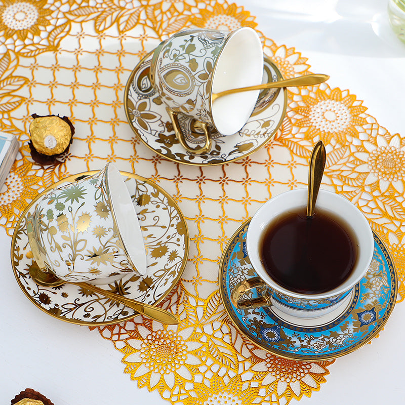 Juego de café de porcelana de hueso de estilo europeo, taza de té de la tarde británica,