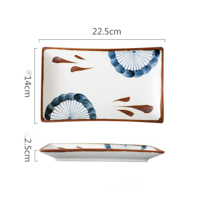 Hand-painted Japanese Style Retro Hand-painted Ceramic Sushi Plate Rectangular Plate