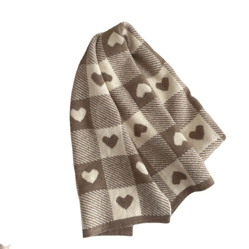 New Knitted Love Scarf Women's Black And White Plaid