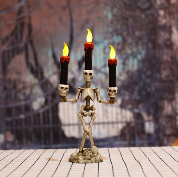 Lámpara de candelabro con esqueleto de Halloween