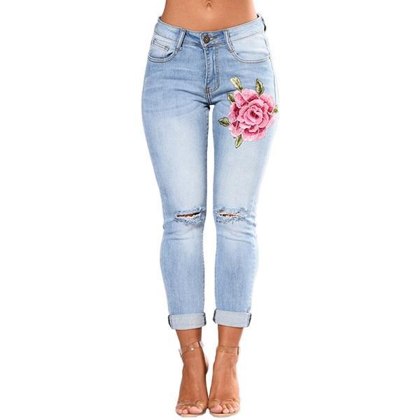 Jeans rotos para mujer Jeans para mujer Pantalones pitillo Jeans de mezclilla