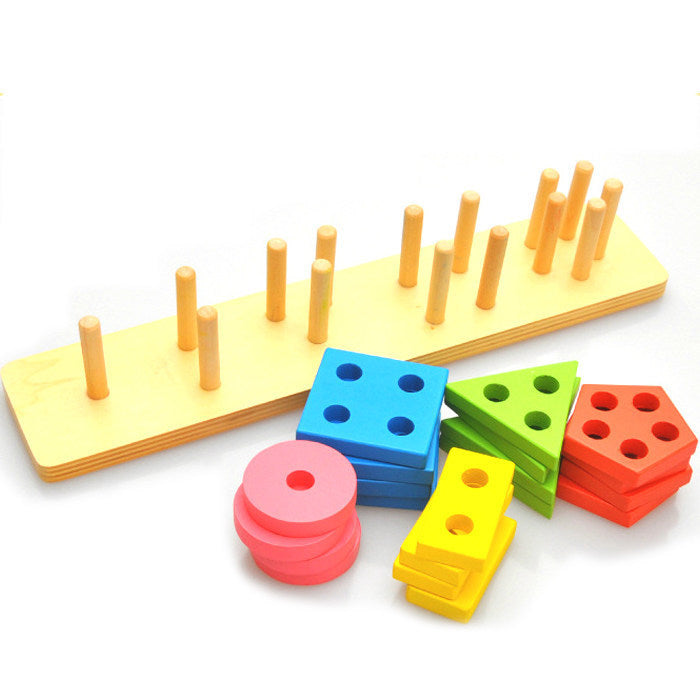 Montessori Geometric Shape Set Column Building Block Baby Intellectual Toy