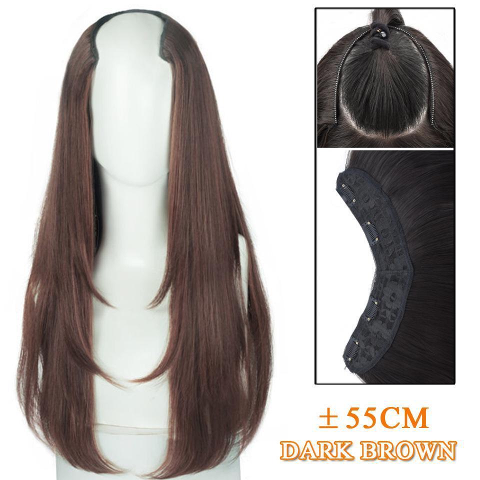 V-shaped Layered Mid-length Hair Inner Buckle Natural One-piece Seamless Invisible Wig Set