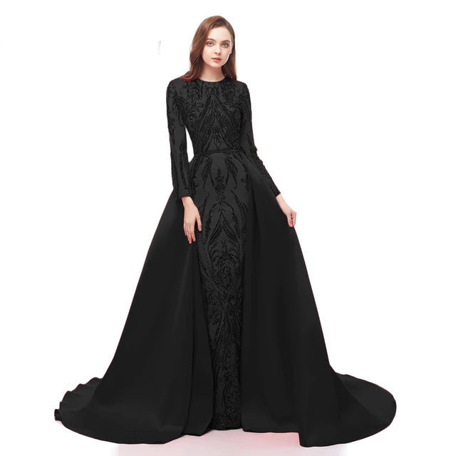 Fashion Long-Sleeved Small Tail Long Dress