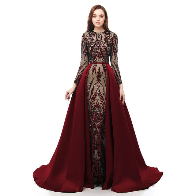 Fashion Long-Sleeved Small Tail Long Dress