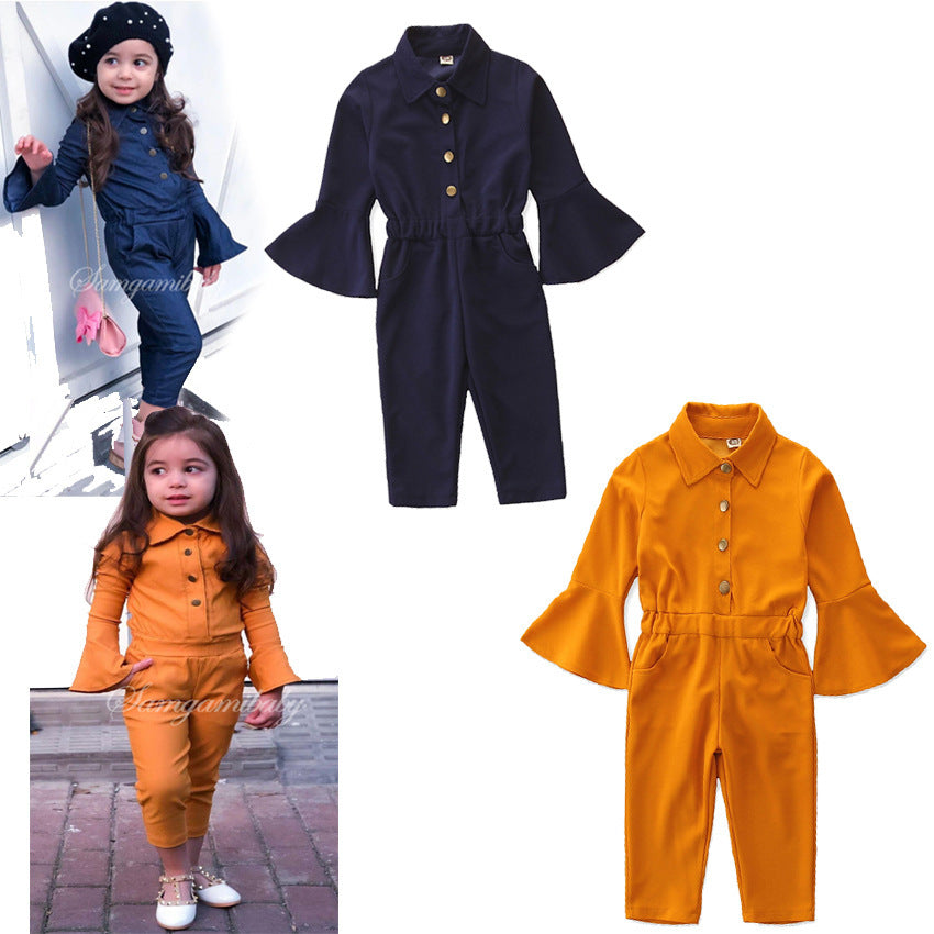 Girls Autumn Flared Sleeve Jumpsuit